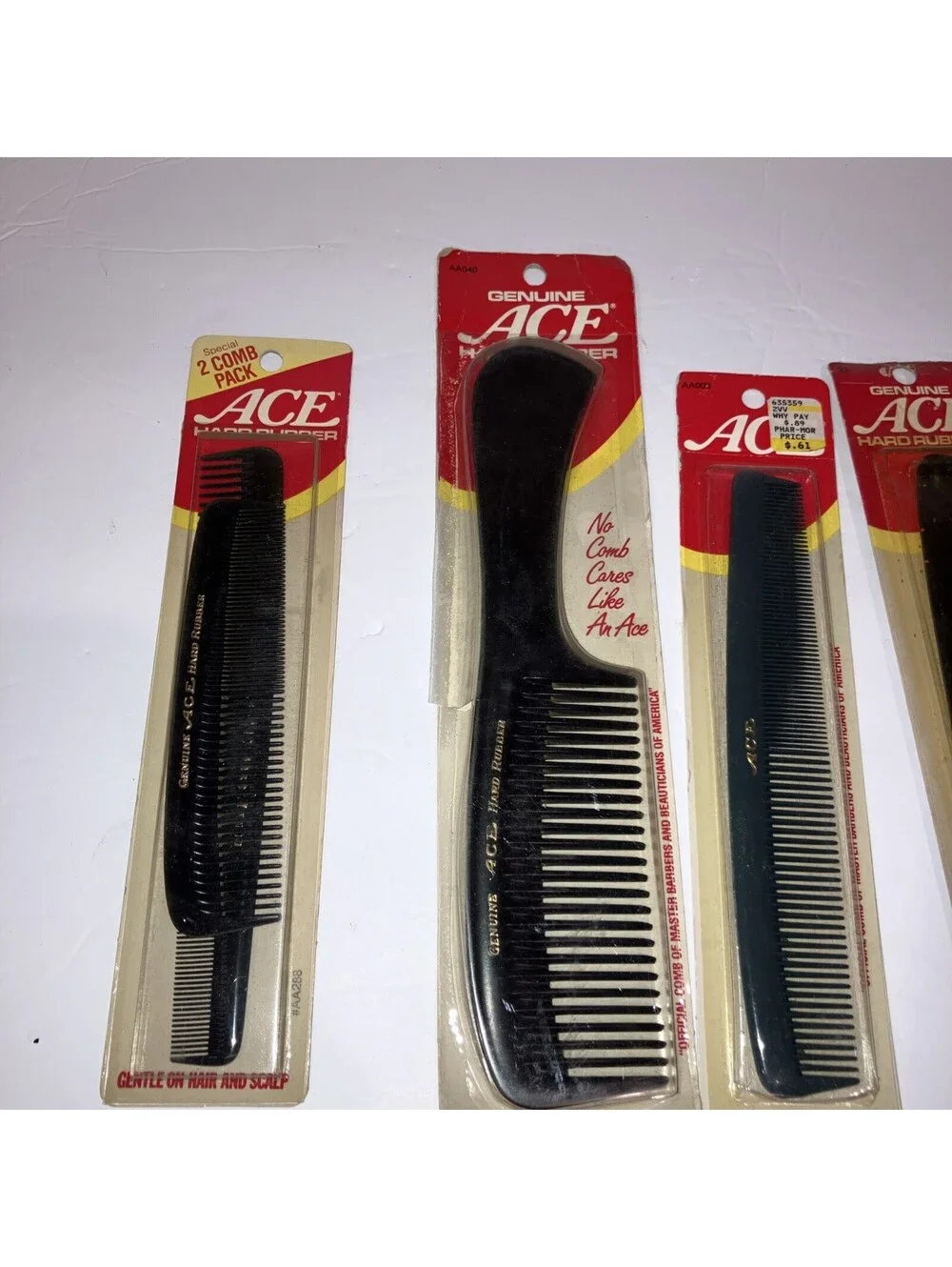 Lot Of 5 Vintage Genuine Ace Hard Rubber Mix Combs OLD NEW STOCK “RARE” 💈 💈